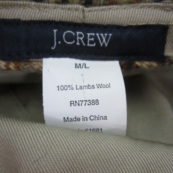 New Unisex M / L  J Crew Bucket Hat Lambswool Herringbone Khaki Beige Reversible - Picture 3 of 7